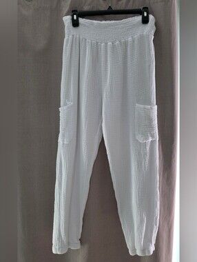 4Our Dreamers White Cotton/Gauze  Beach Pants Size Large